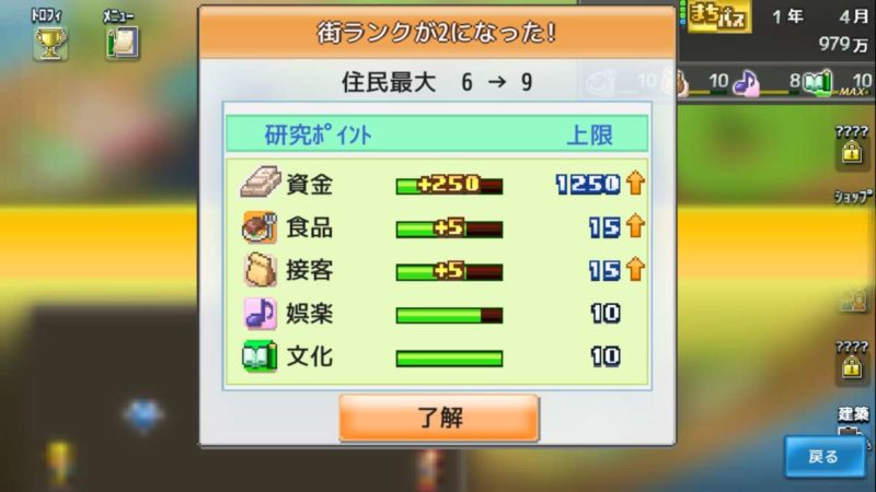 箱庭タウンズ 　街ランクアップ報酬